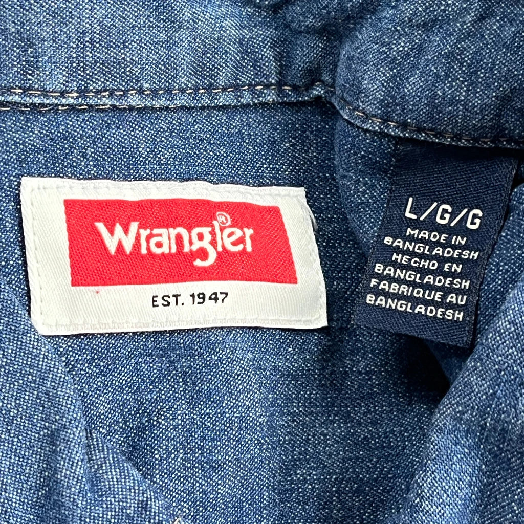 Wrangler Denim Shirt - Large Blue Denim - Image 3