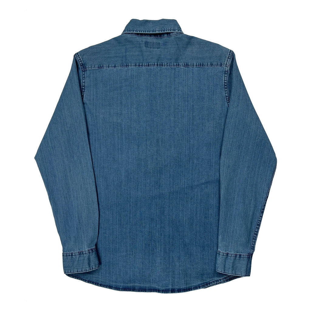Wrangler Denim Shirt - Large Blue Cotton - Image 2