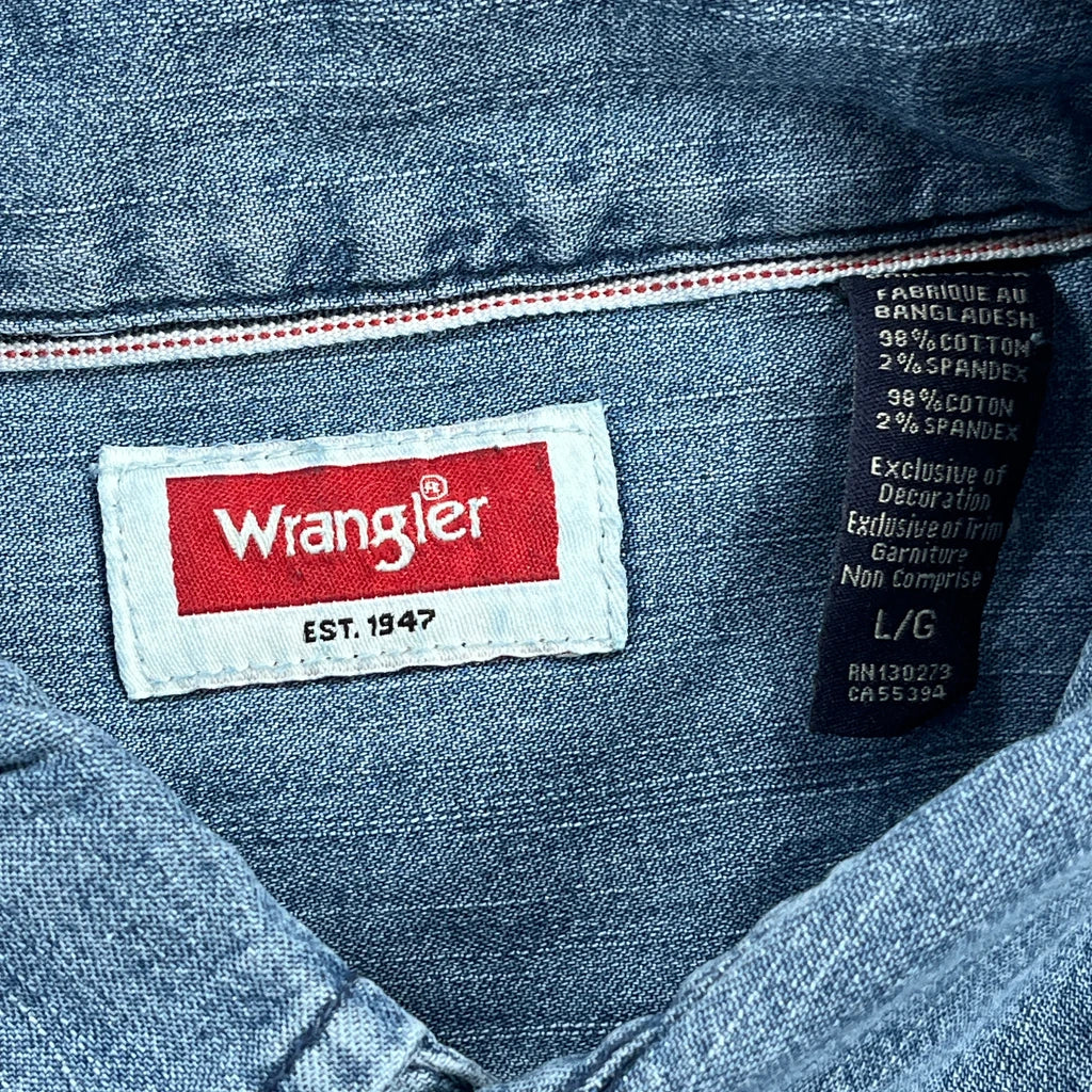 Wrangler Denim Shirt - Large Blue Cotton - Image 3