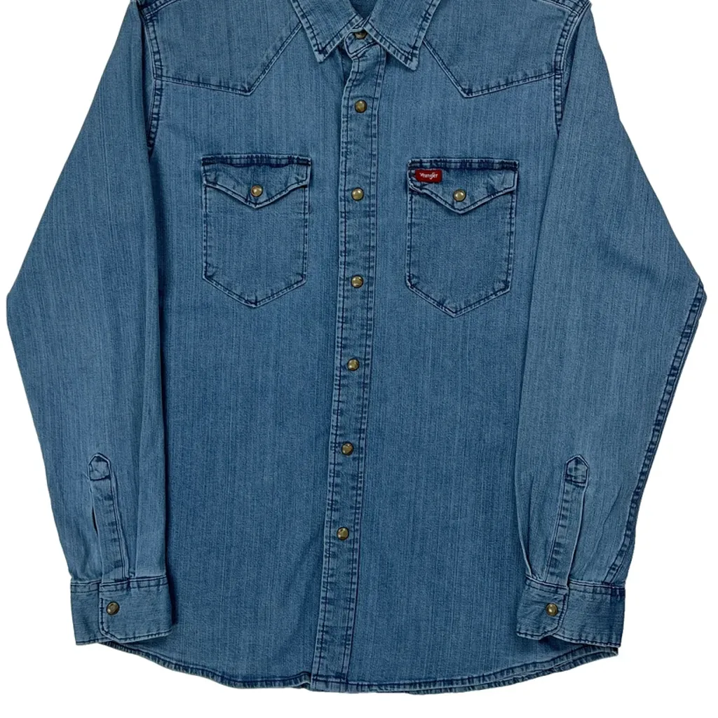 Wrangler Denim Shirt - Large Blue Cotton - Image 5