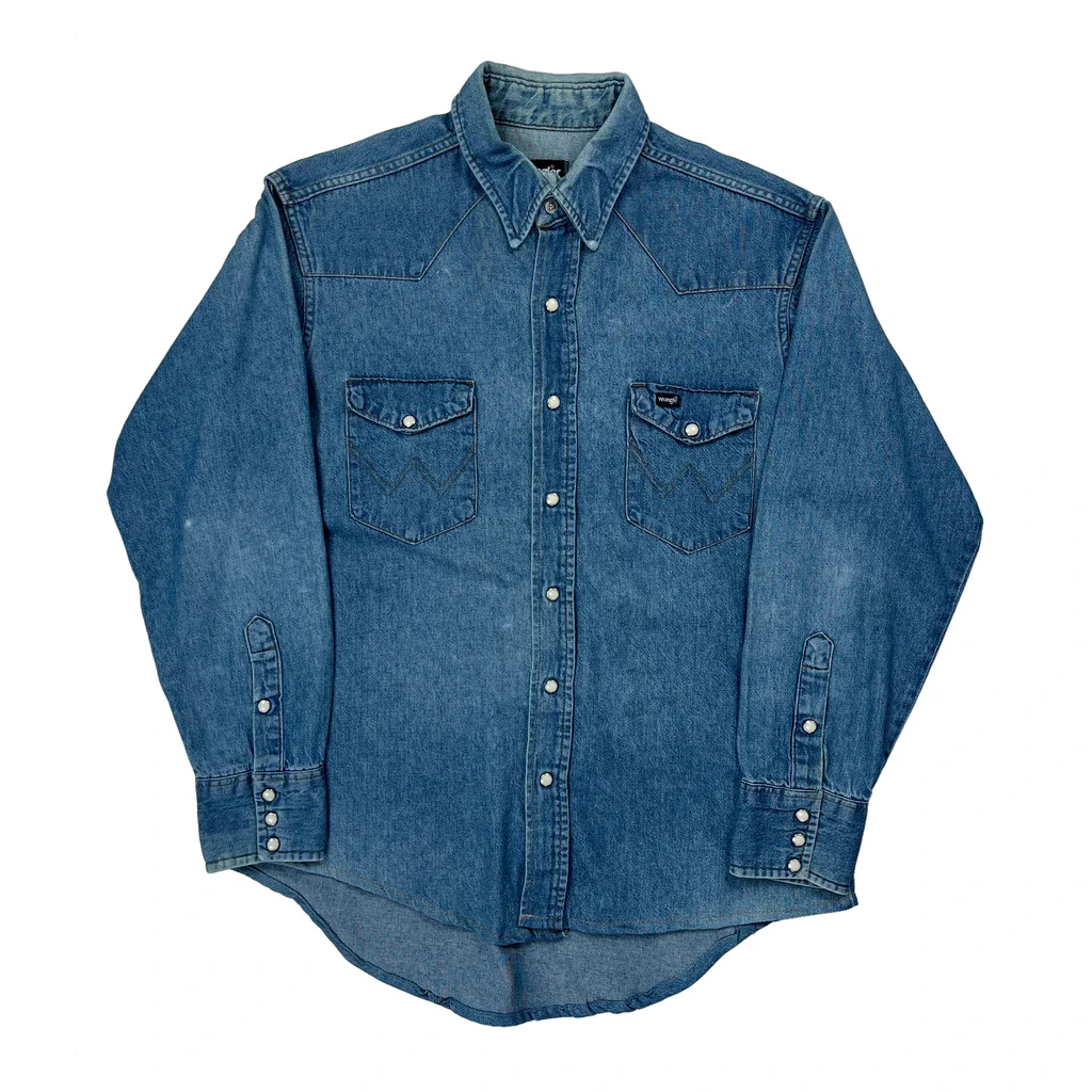 Wrangler Denim Shirt - Large Blue Denim