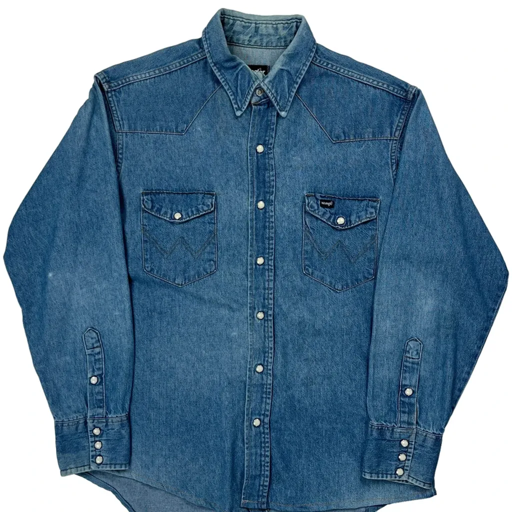 Wrangler Denim Shirt - Large Blue Denim - Image 4