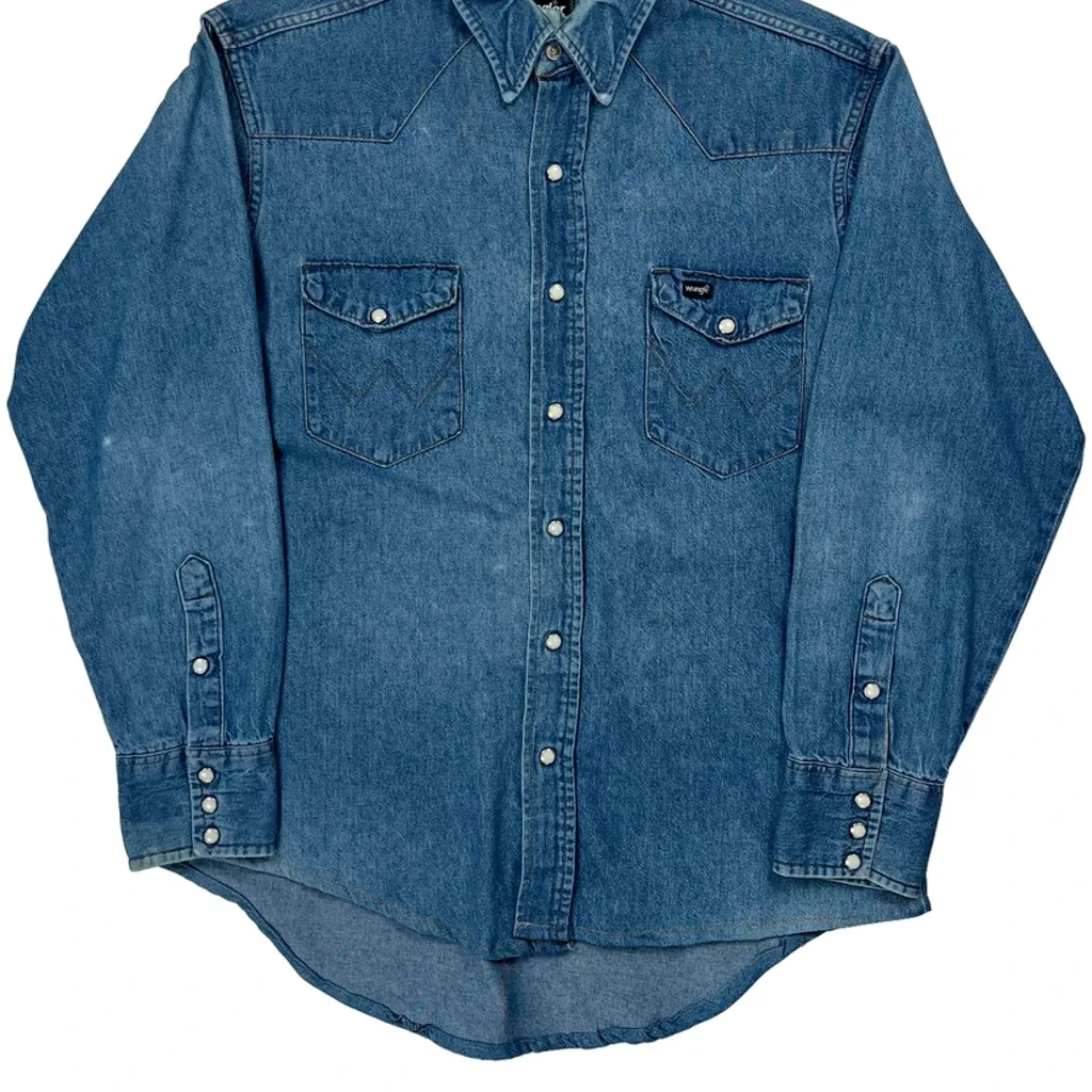 Wrangler Denim Shirt - Large Blue Denim - Image 5