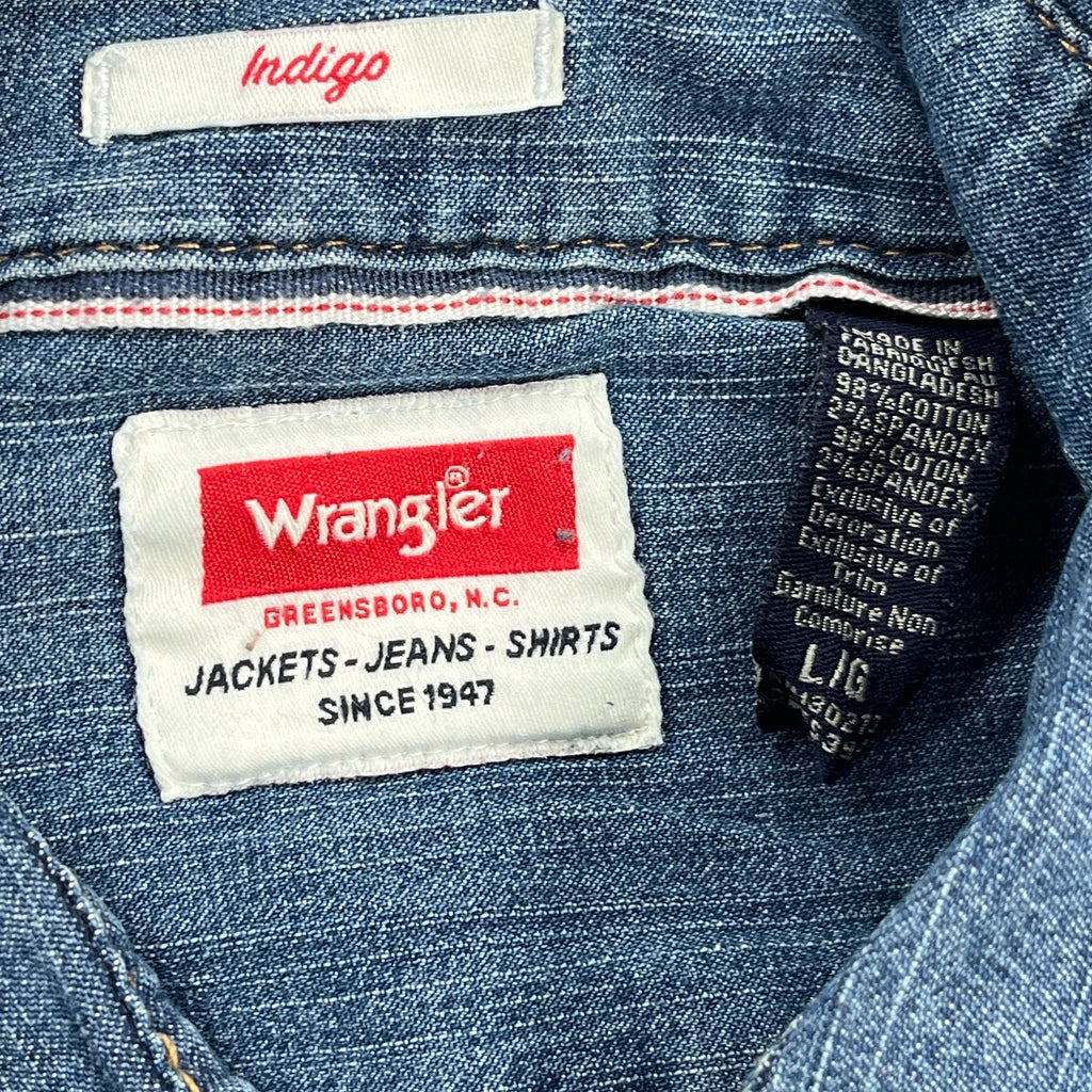 Wrangler Denim Shirt - Large Blue Cotton - Image 3