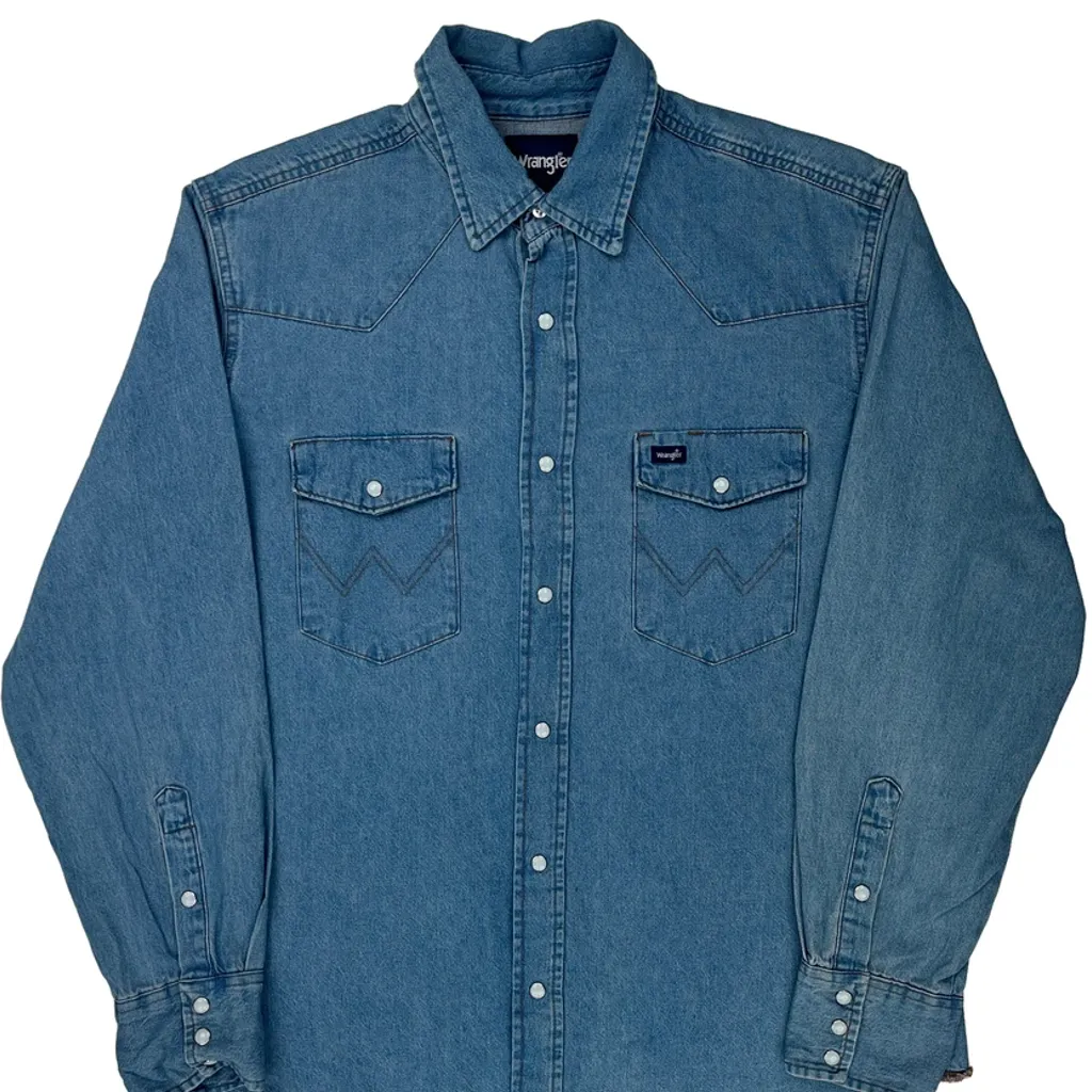 Wrangler Denim Shirt - Large Blue Denim - Image 4