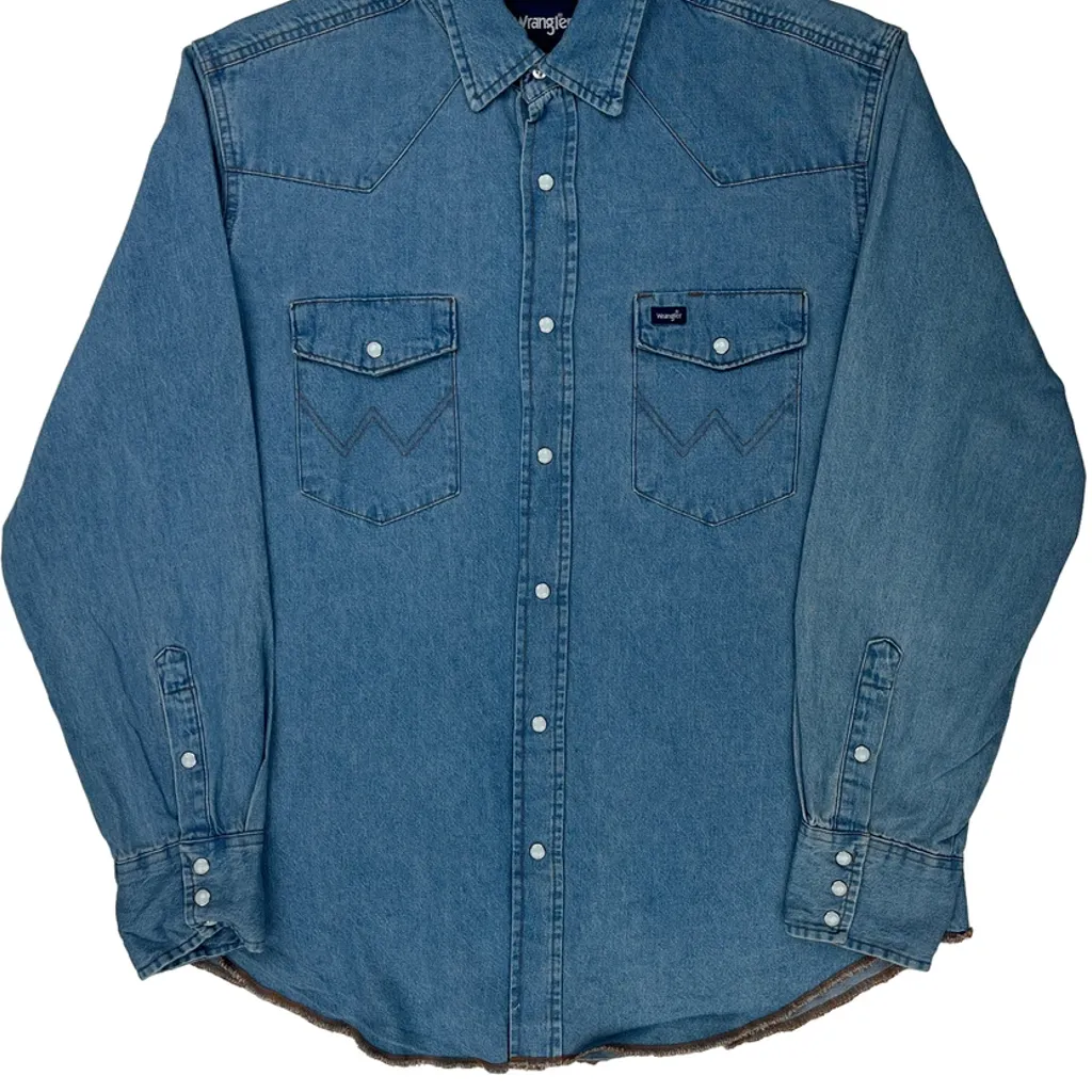 Wrangler Denim Shirt - Large Blue Denim - Image 5