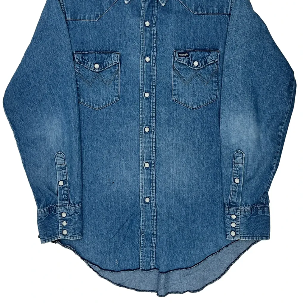 Wrangler Denim Shirt - Large Blue Denim - Image 5