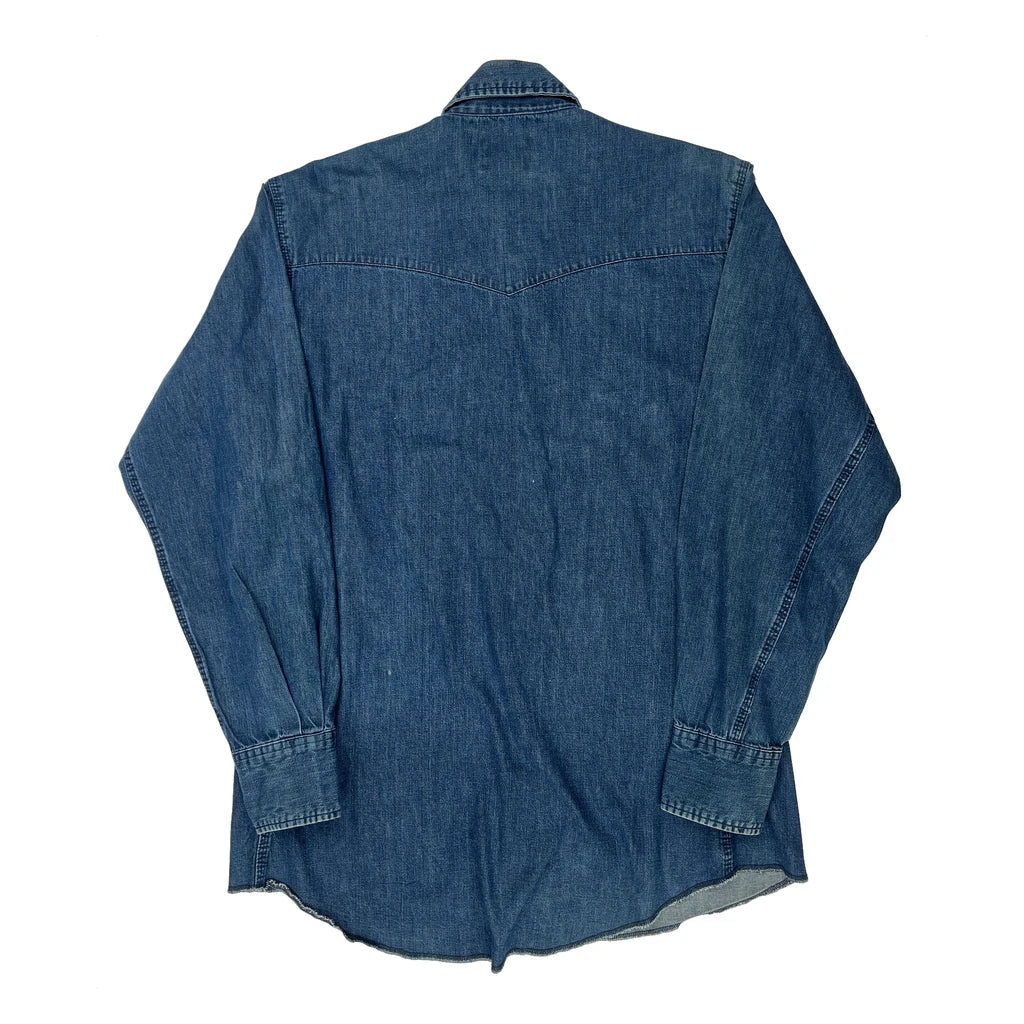 Wrangler Tall Denim Shirt - Large Blue Cotton - Image 2