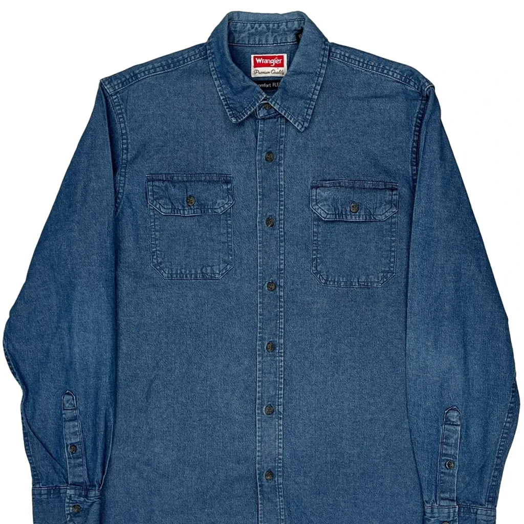 Wrangler Denim Shirt - Medium Blue Cotton - Image 5