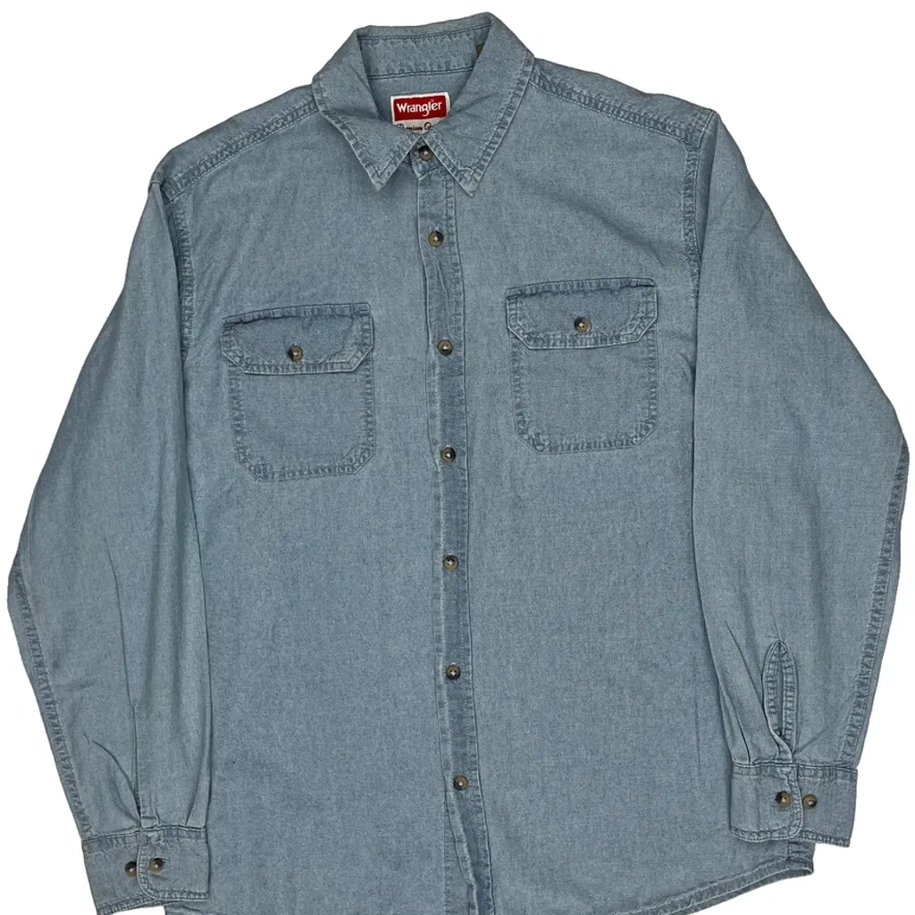 Wrangler Denim Shirt - Medium Blue Cotton - Image 5