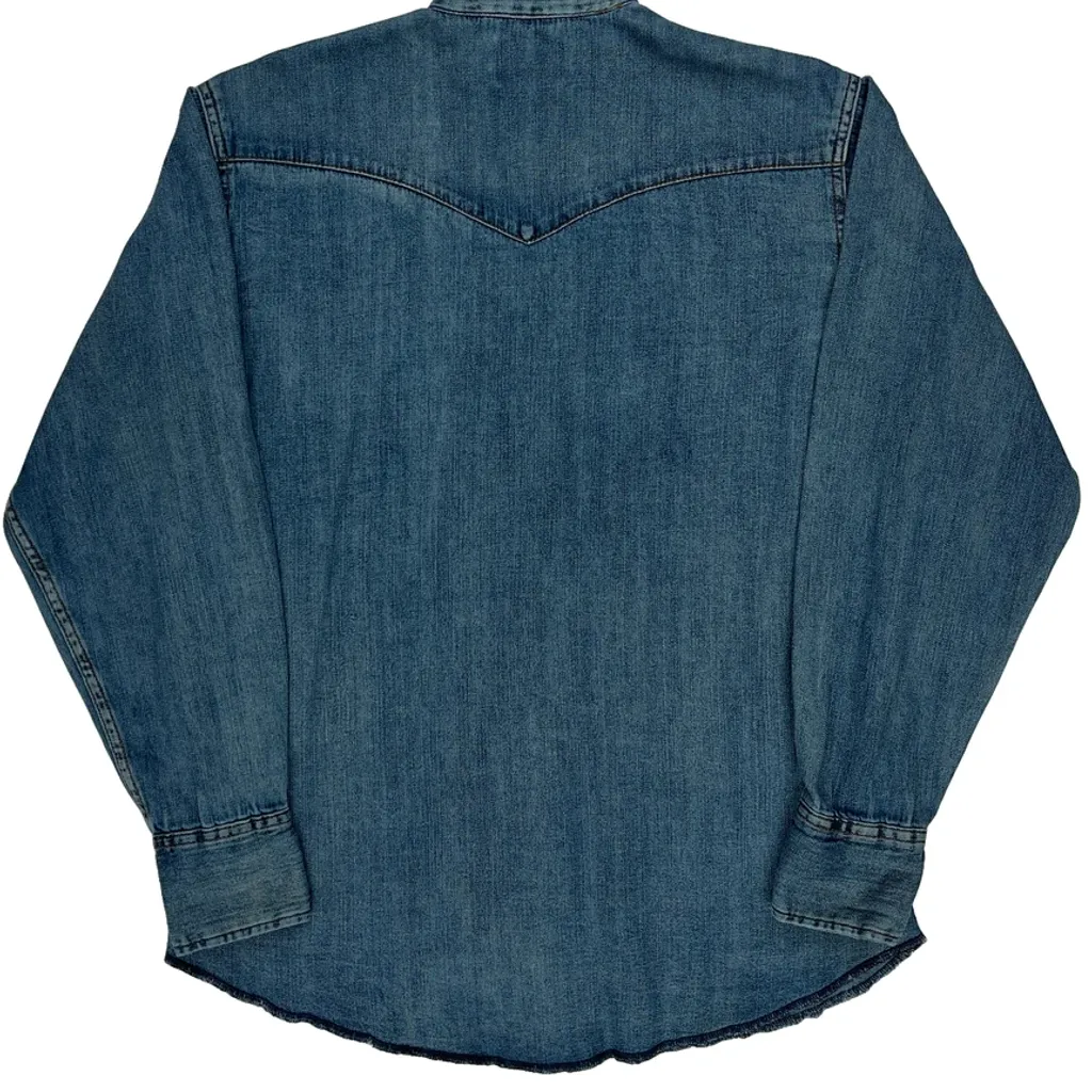 Wrangler Denim Shirt - Medium Blue Denim - Image 7