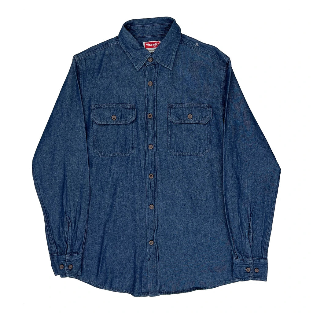 Wrangler Denim Shirt - Small Blue Cotton