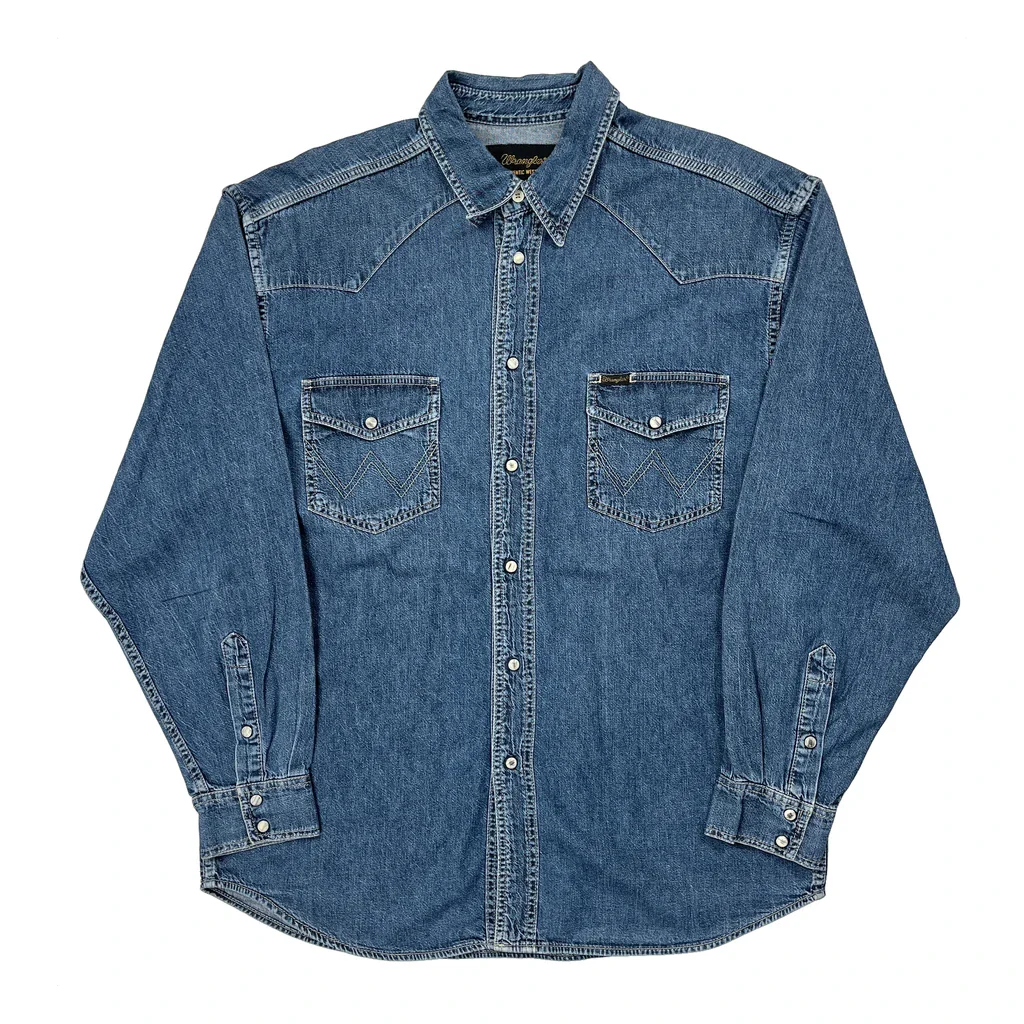 Wrangler Denim Shirt - XL Blue Denim