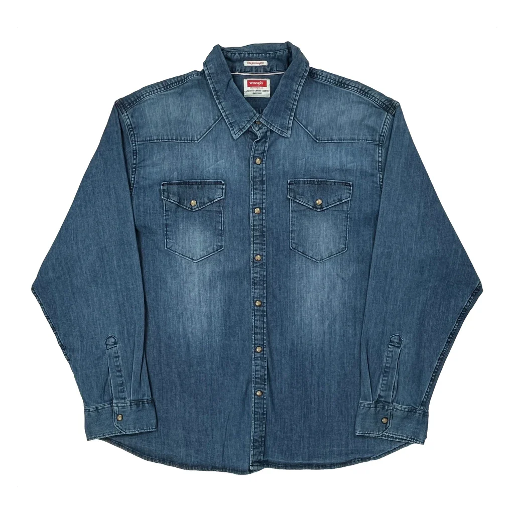 Wrangler Denim Shirt - XL Blue Denim