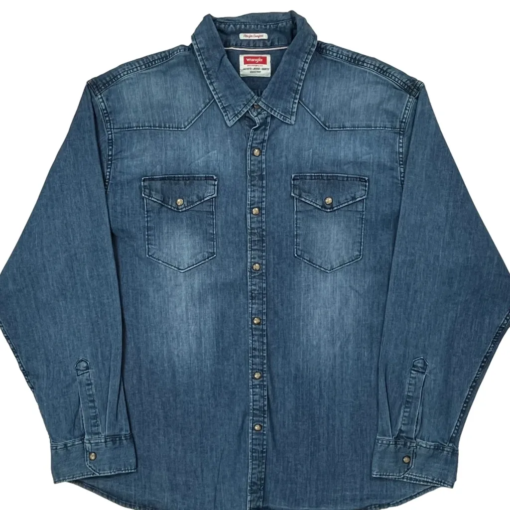 Wrangler Denim Shirt - XL Blue Denim - Image 5