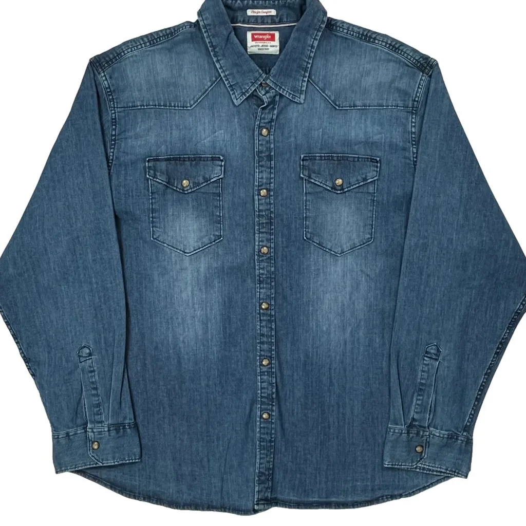 Wrangler Denim Shirt - XL Blue Denim - Image 6