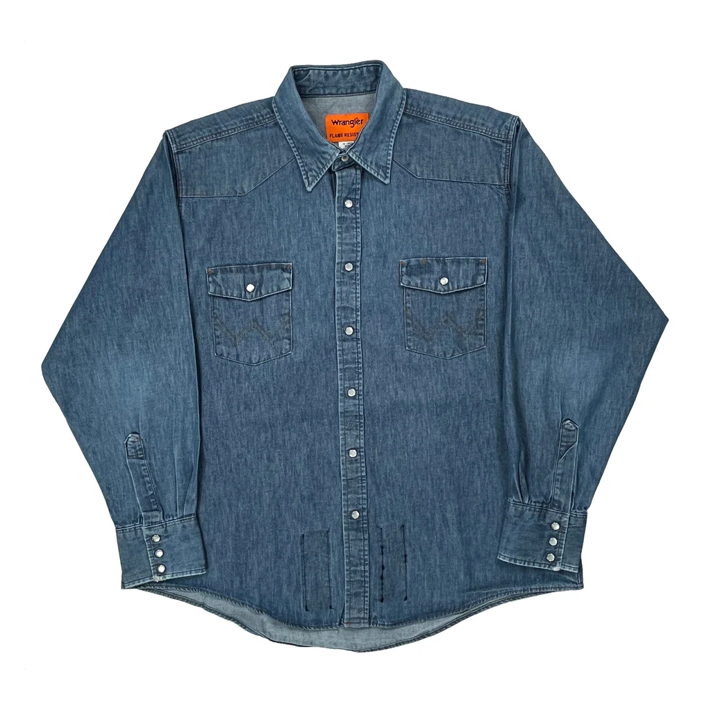 Wrangler Denim Shirt - XL Blue Cotton