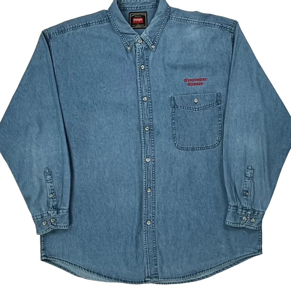 Wrangler Denim Shirt - XL Blue Cotton - Image 5