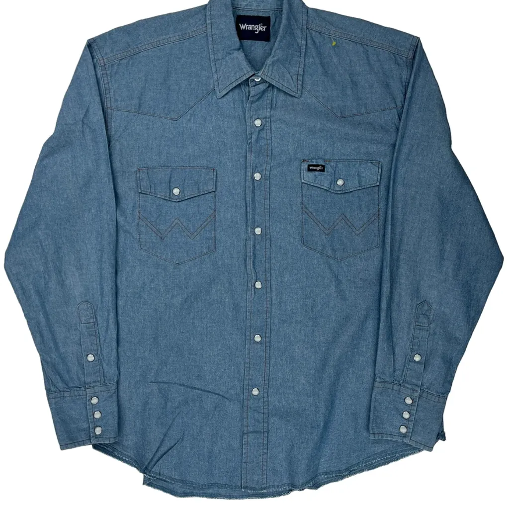 Wrangler Denim Shirt - XL Blue Cotton - Image 4