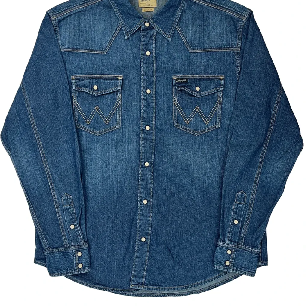 Wrangler Denim Shirt - XL Blue Denim - Image 5