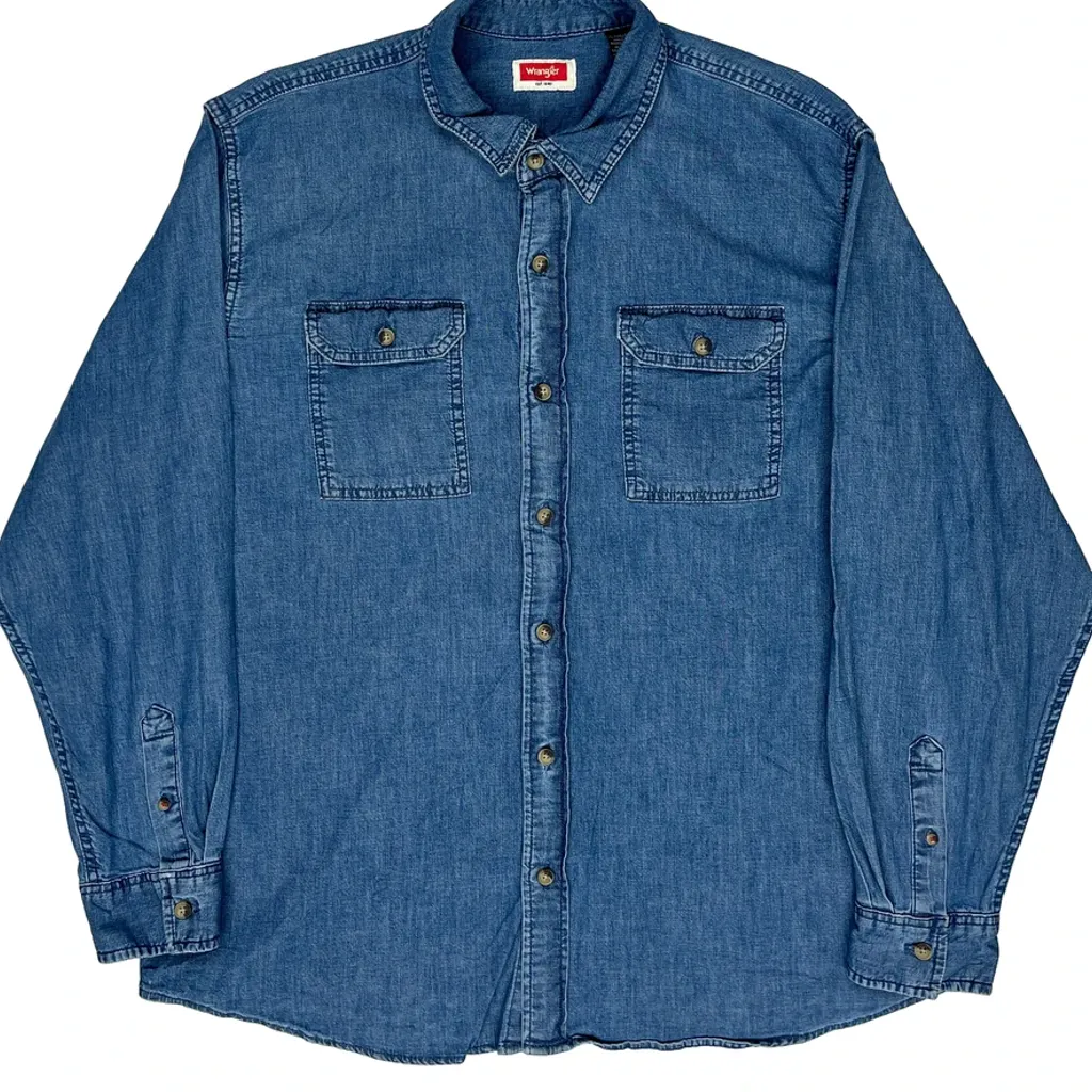 Wrangler Denim Shirt - XL Blue Denim - Image 5