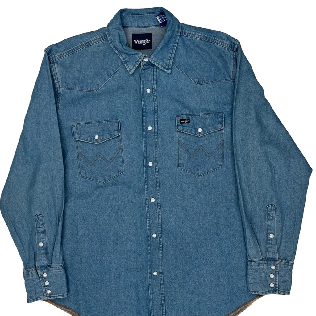 Wrangler Denim Shirt - XL Blue Denim - Image 5
