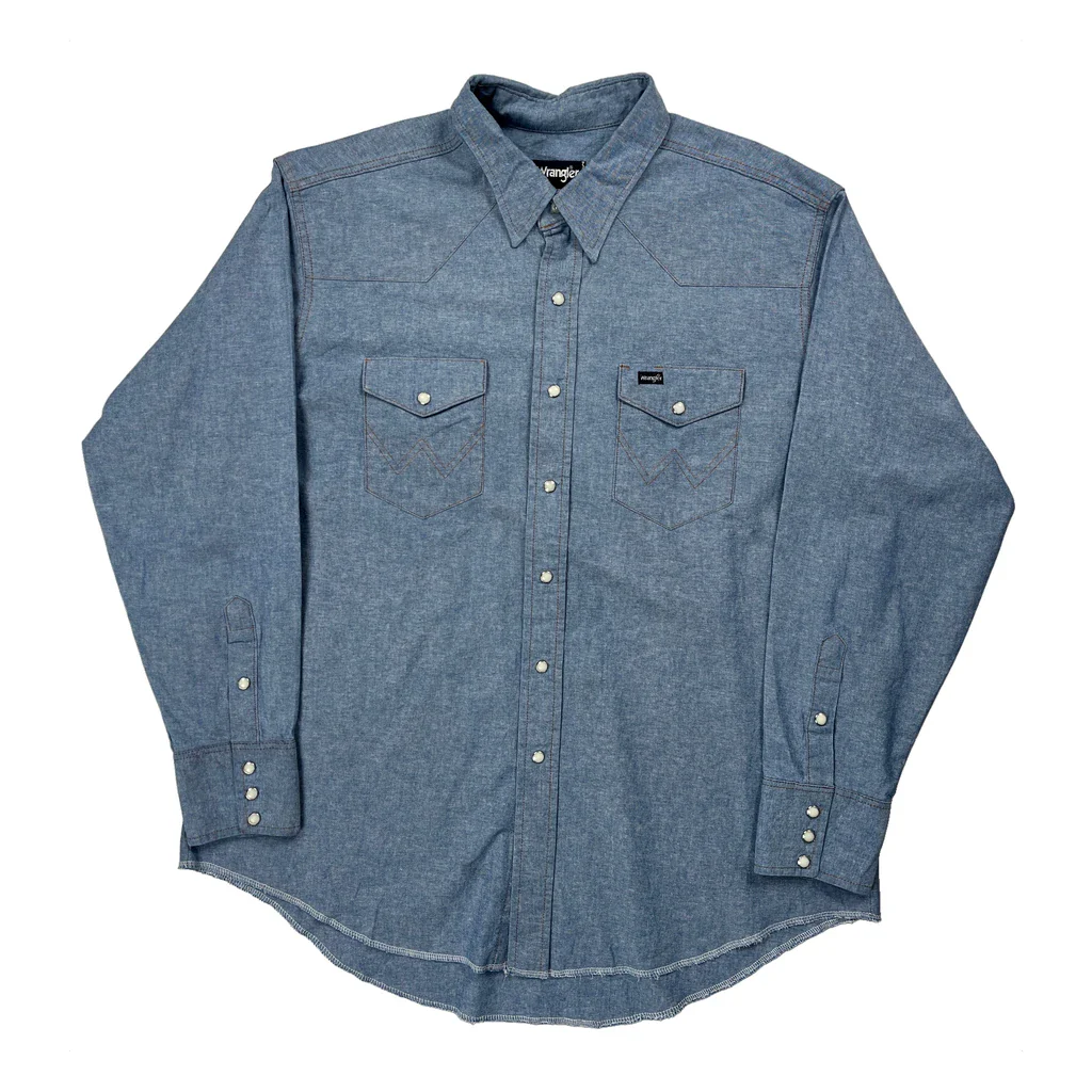 Wrangler Denim Shirt - 2XL Blue Cotton