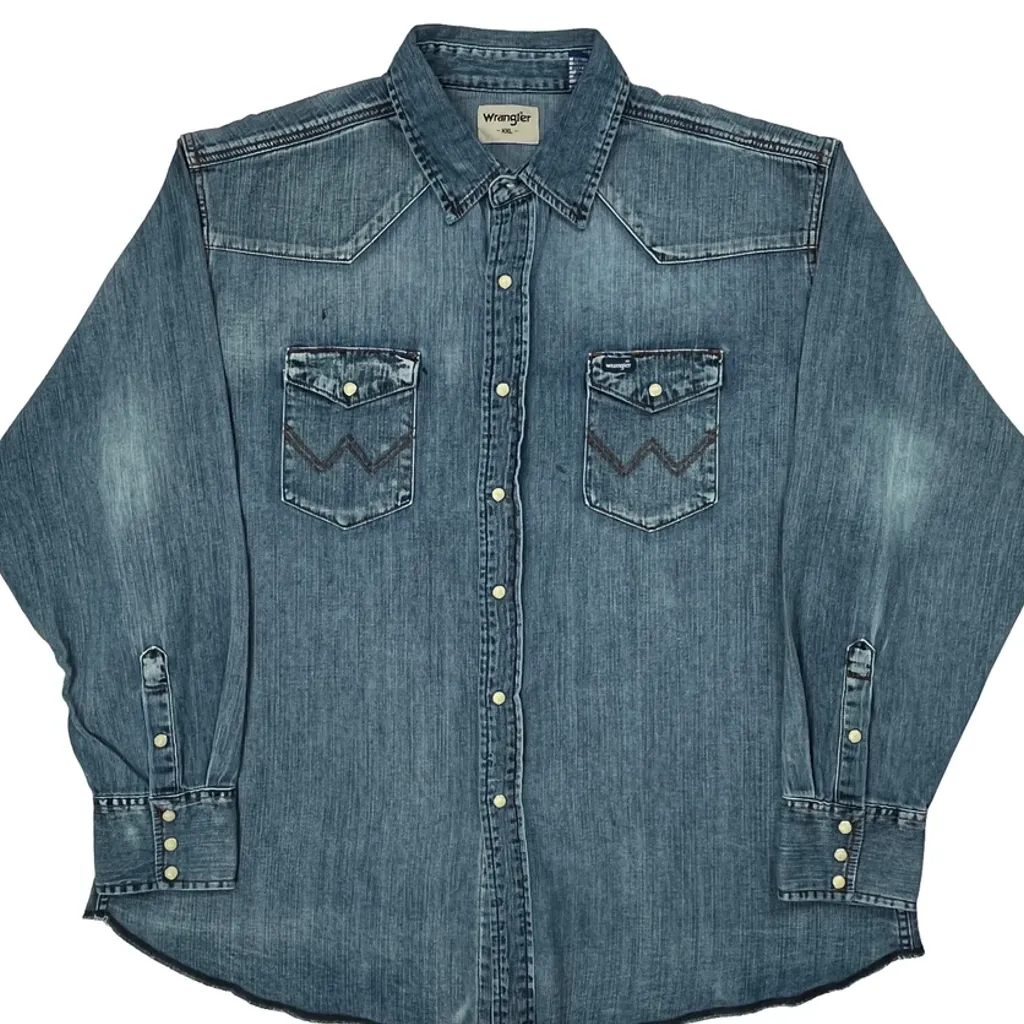 Wrangler Denim Shirt - 2XL Blue Denim - Image 4