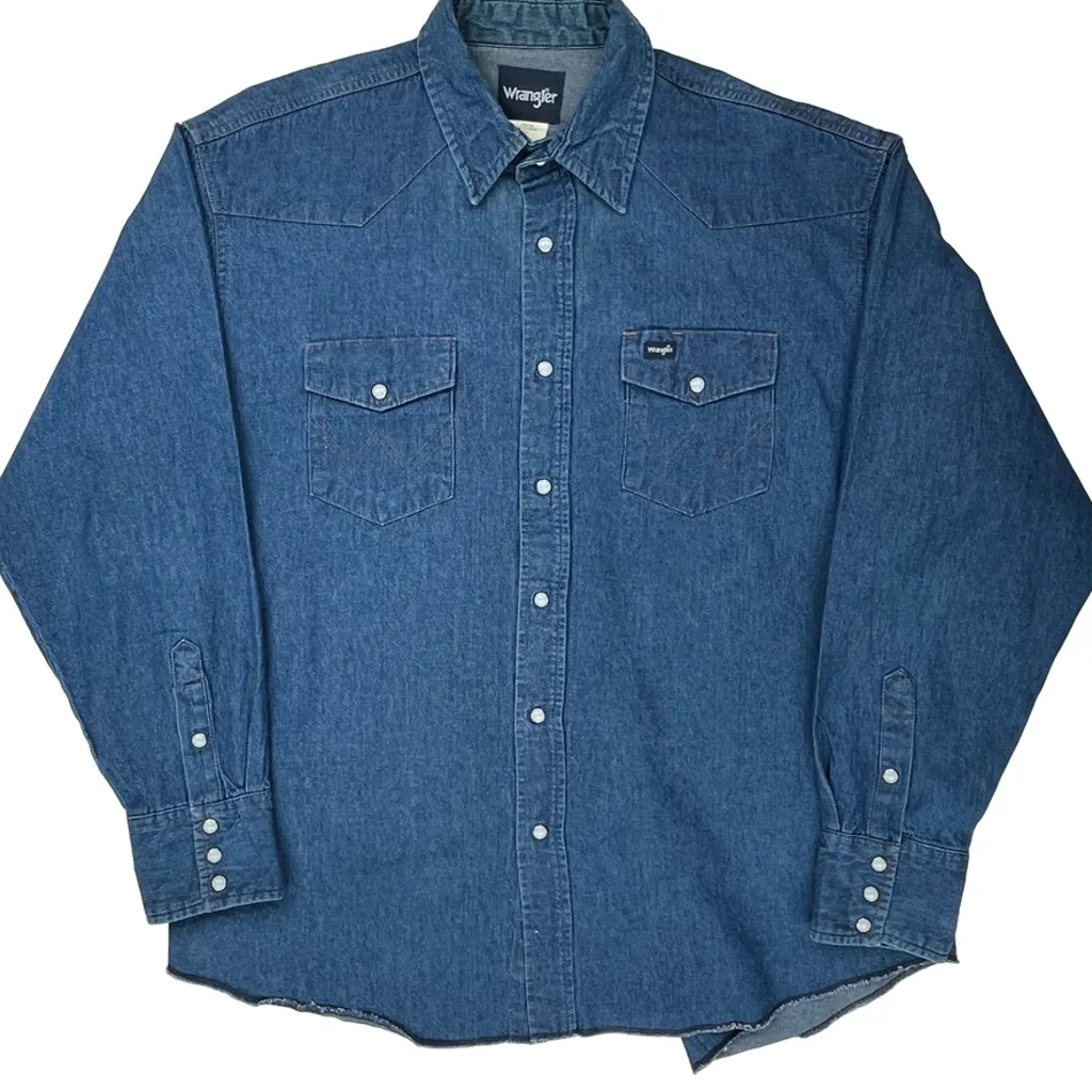 Wrangler Denim Shirt - 2XL Blue Cotton - Image 4