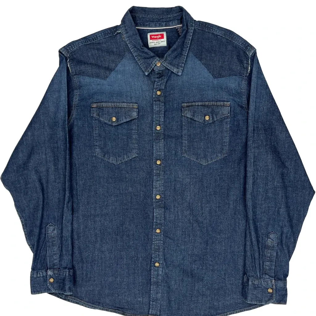 Wrangler Denim Shirt - 2XL Blue Denim - Image 5