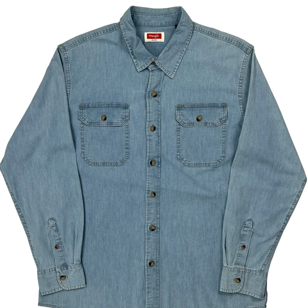 Wrangler Denim Shirt - Large Light Wash Denim - Image 5