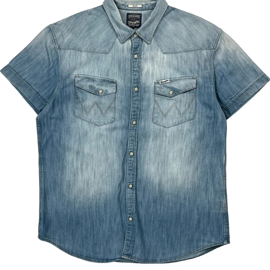 Wrangler Denim Shirt - XL Light Wash Denim - Image 4