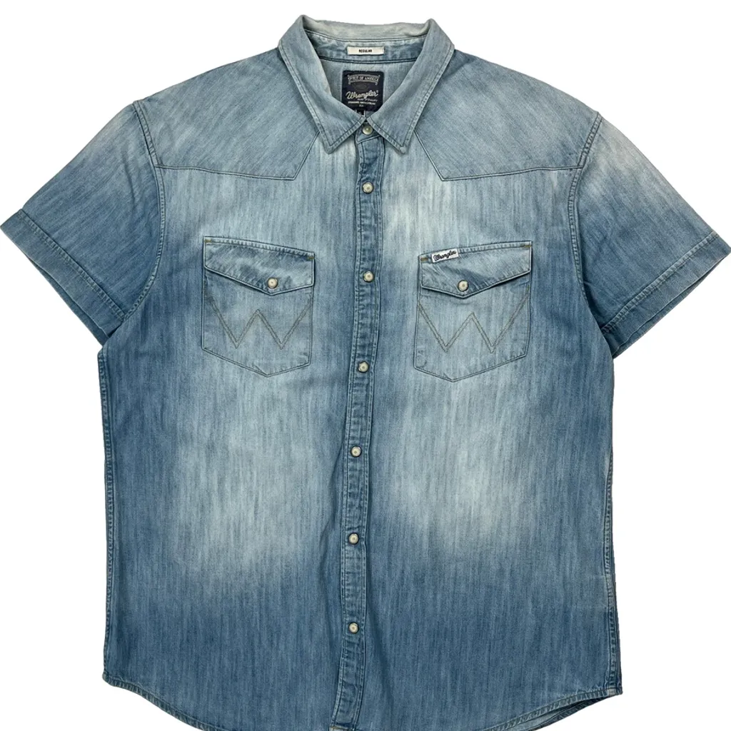 Wrangler Denim Shirt - XL Light Wash Denim - Image 5