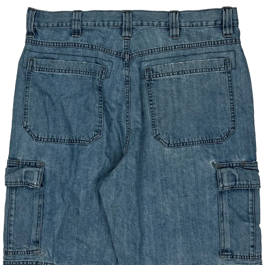 Wrangler Cargo Denim Shorts - 34W 10L Blue Cotton - Image 7