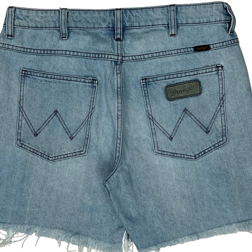 Wrangler Denim Shorts - 33W UK 14 Light Wash Denim - Image 7