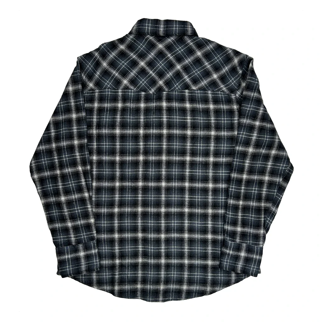 Wrangler Checked Flannel Shirt - Large Blue Cotton - Image 2