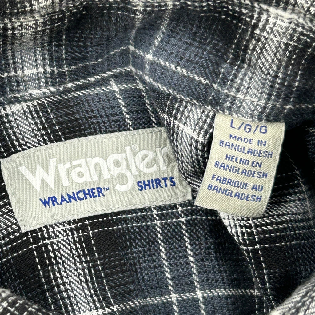 Wrangler Checked Flannel Shirt - Large Blue Cotton - Image 3