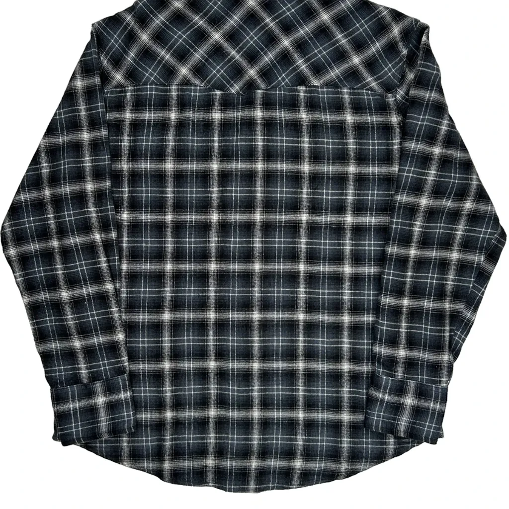 Wrangler Checked Flannel Shirt - Large Blue Cotton - Image 6