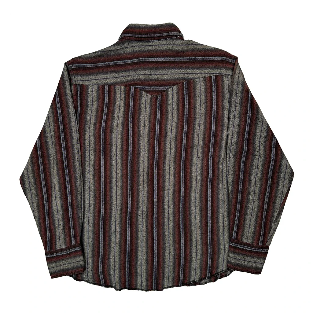Wrangler Striped Flannel Shirt - XL Brown Cotton - Image 2