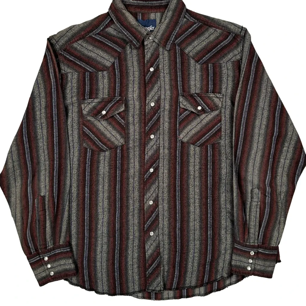 Wrangler Striped Flannel Shirt - XL Brown Cotton - Image 5
