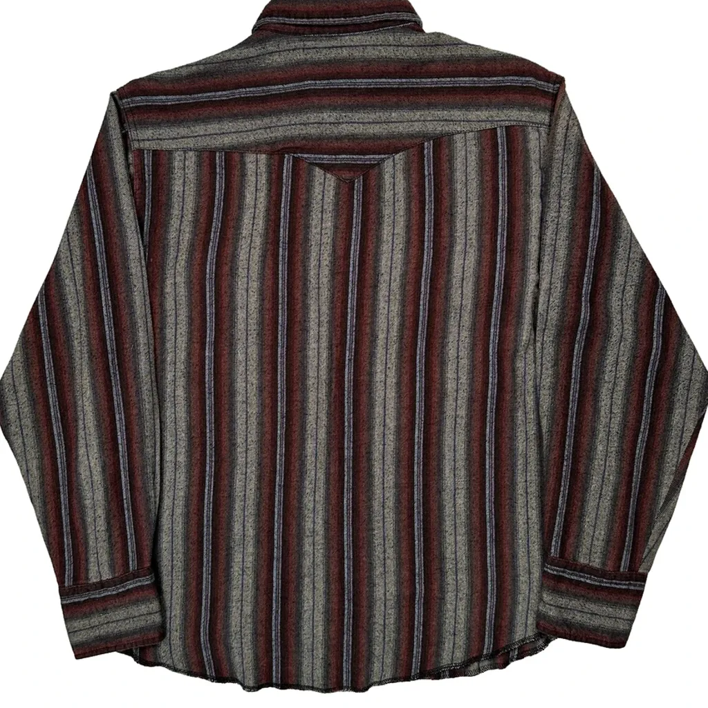 Wrangler Striped Flannel Shirt - XL Brown Cotton - Image 7