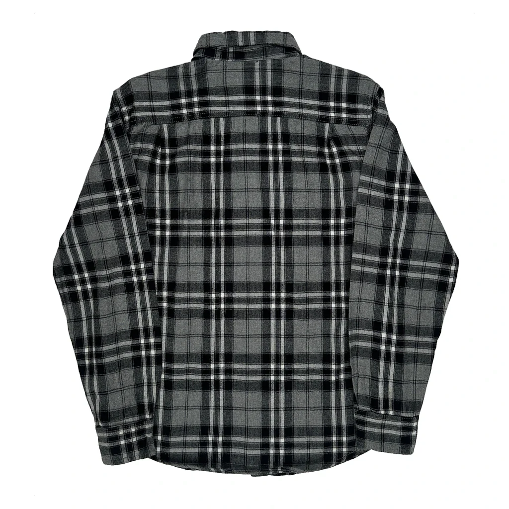 Wrangler Checked Flannel Shirt - Large Grey Cotton - Image 2