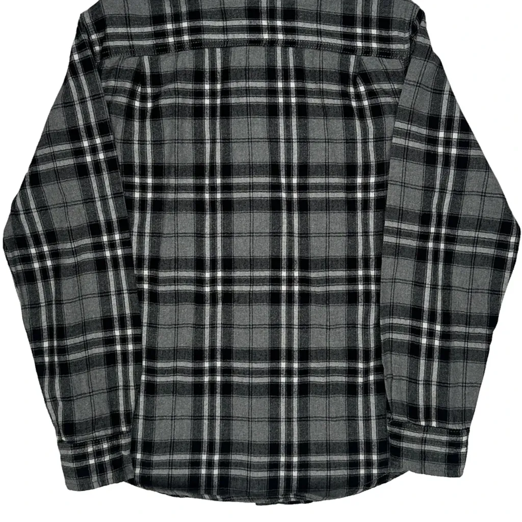 Wrangler Checked Flannel Shirt - Large Grey Cotton - Image 6