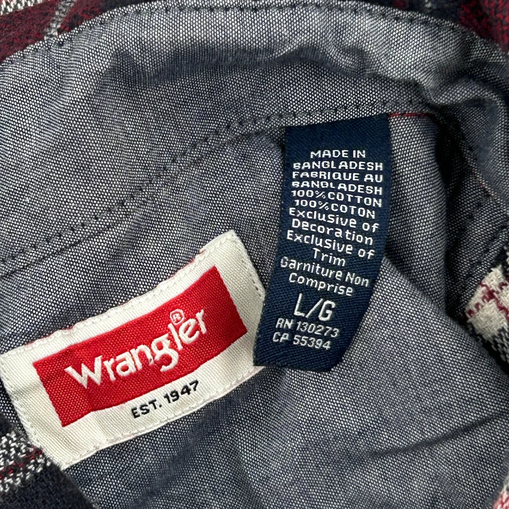 Wrangler Checked Flannel Shirt - Large Red Cotton - Image 3