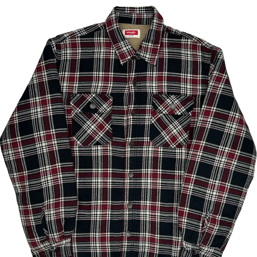 Wrangler Checked Overshirt - Medium Black Cotton - Image 5