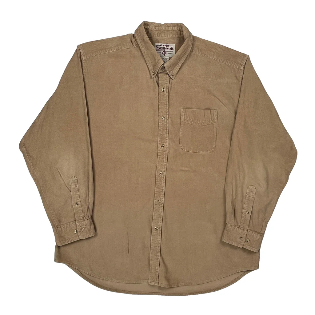 Wrangler Cord Shirt - XL Beige Cotton
