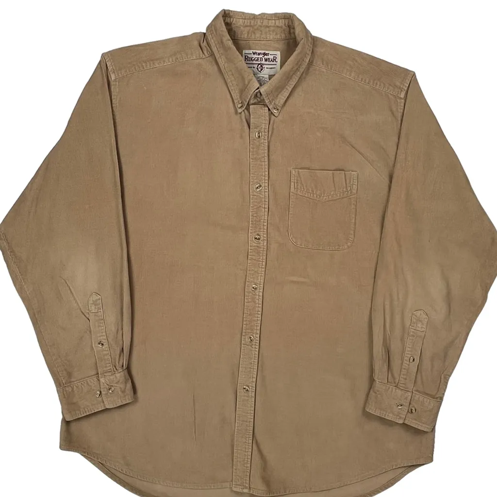 Wrangler Cord Shirt - XL Beige Cotton - Image 4