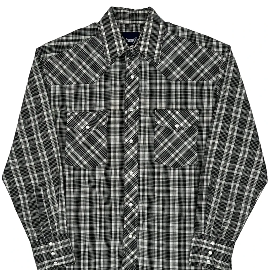 Wrangler Checked Shirt - Medium Black Cotton - Image 4