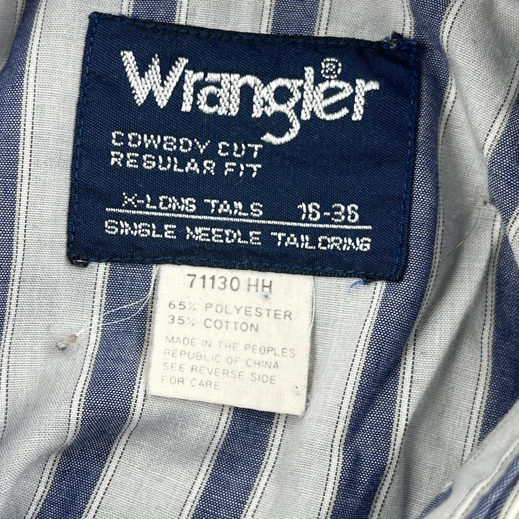 Wrangler Striped Shirt - Large Blue Polyester Blend - Image 3