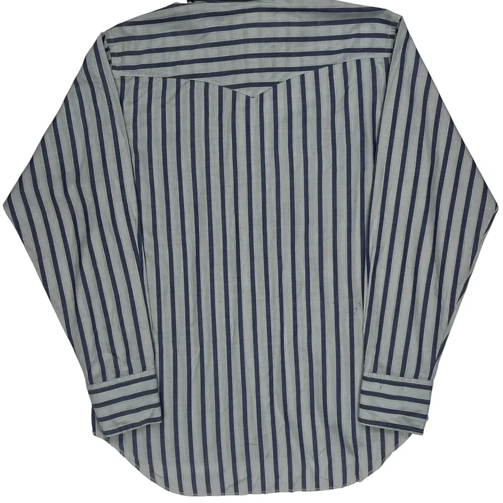 Wrangler Striped Shirt - Large Blue Polyester Blend - Image 6